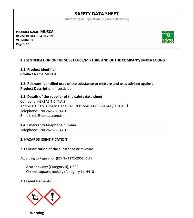 musca MSDS